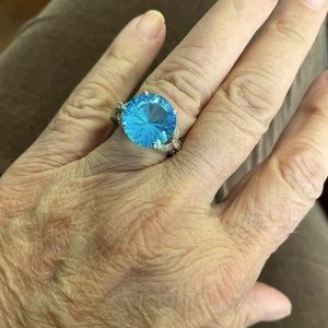 Blue Topaz and Diamond Ring
